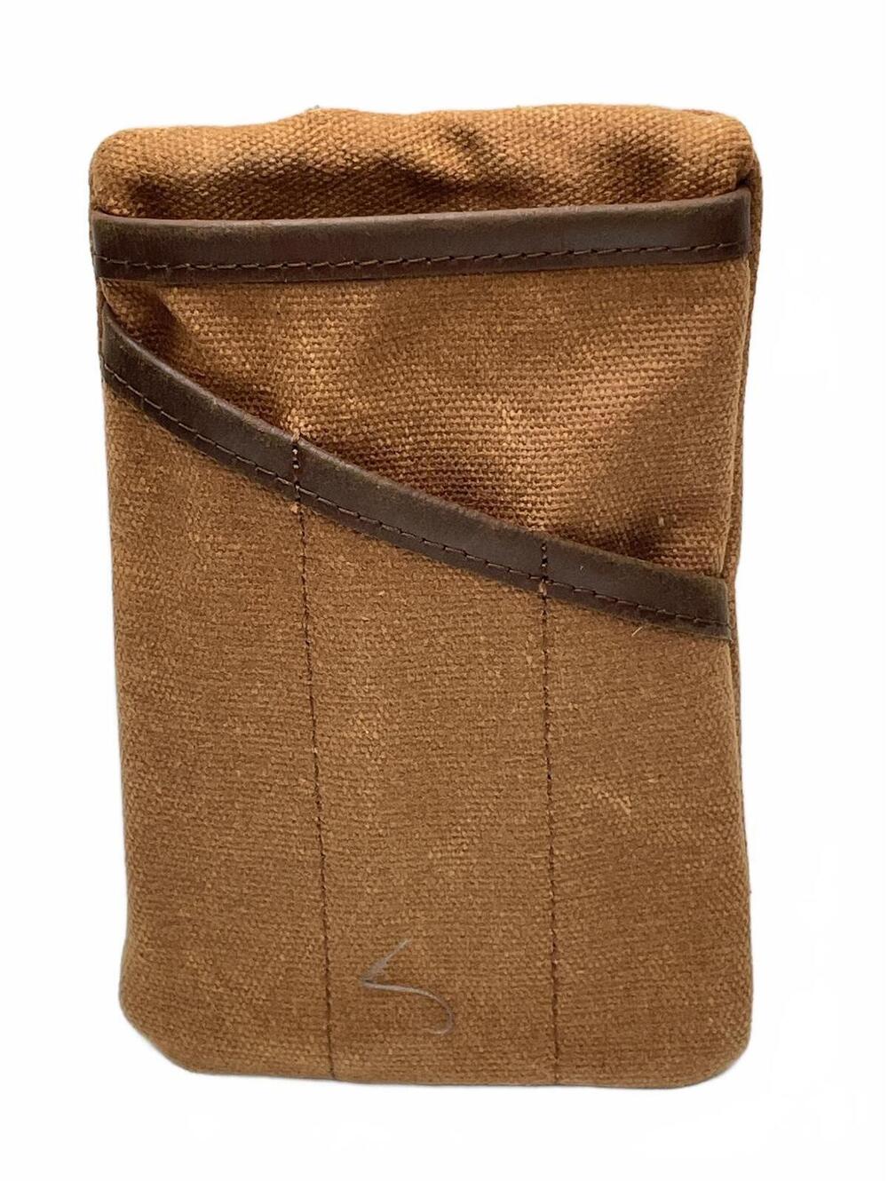 Brown Canvas and Leather Zippered Pouch 6" x 4"
